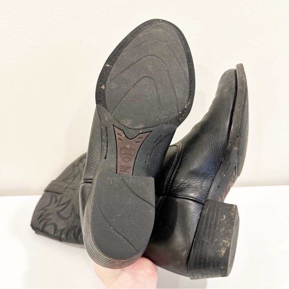 Ariat Men's Heritage R Toe Black Deertan Leather Western Cowboy Boots 9.5 EE - Picture 7 of 11